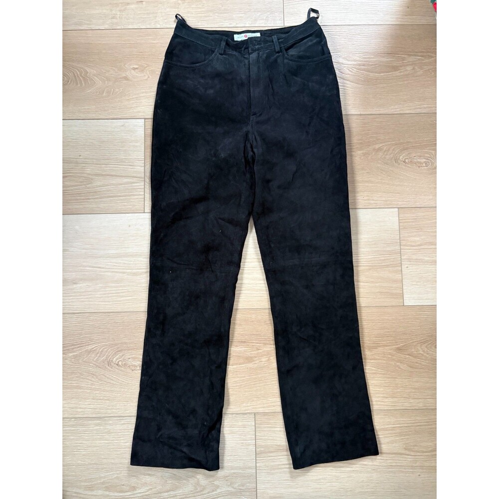 VTG Real Clothes Black Suede Leather Pants Women's Size 4 High Waisted